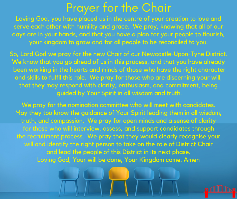 Prayer for the Chair with image of chairs